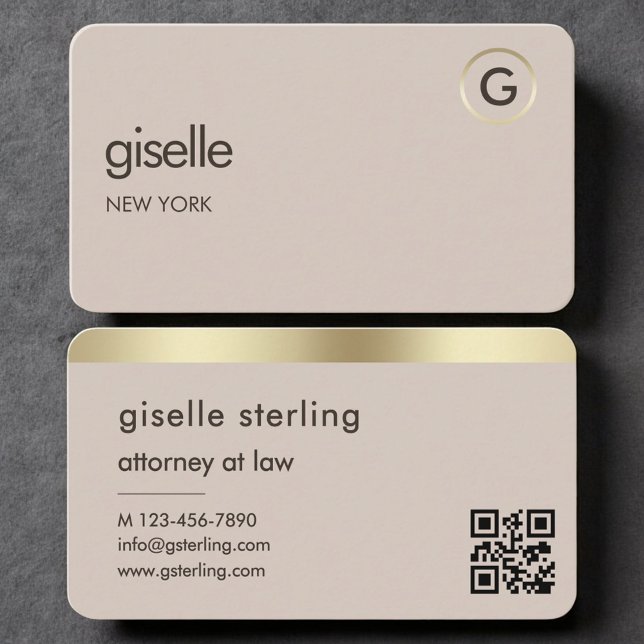 Carte de visite Avocat QR Code Or Neutre (Créateur téléchargé)