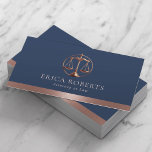 Carte De Visite Avocat Rose Gold Justice Scale Avocat Navy Blue<br><div class="desc">Avocat Rose moderne Gold Justice Scale Attorney at Law Marine Blue Cartes de visite.</div>