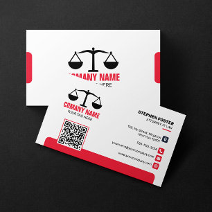 Carte De Visite Avocat Rouge & Noir Avocat à la Loi Balance de la 