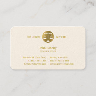 Carte De Visite Avocat Scales d'or de la justice