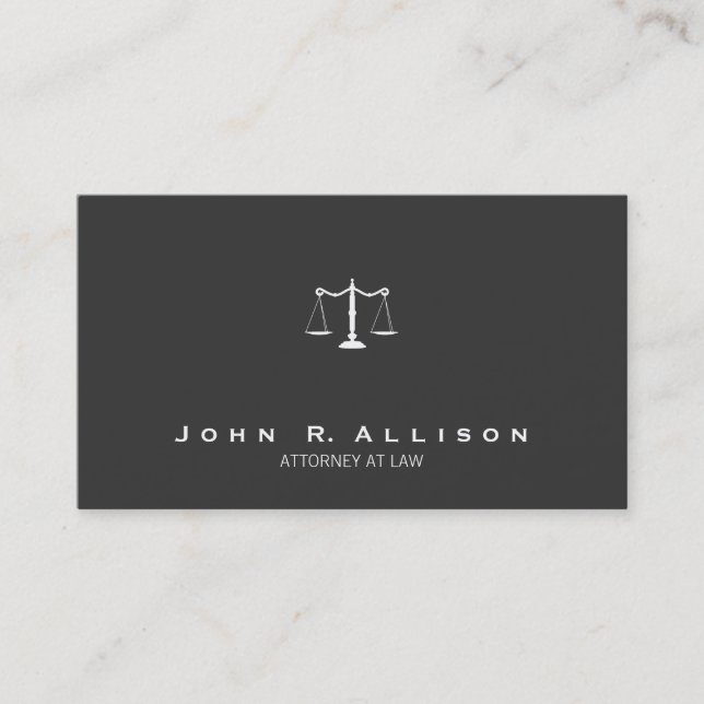 Carte De Visite Avocat Simple Justice Scales Noir et Blanc (Devant)