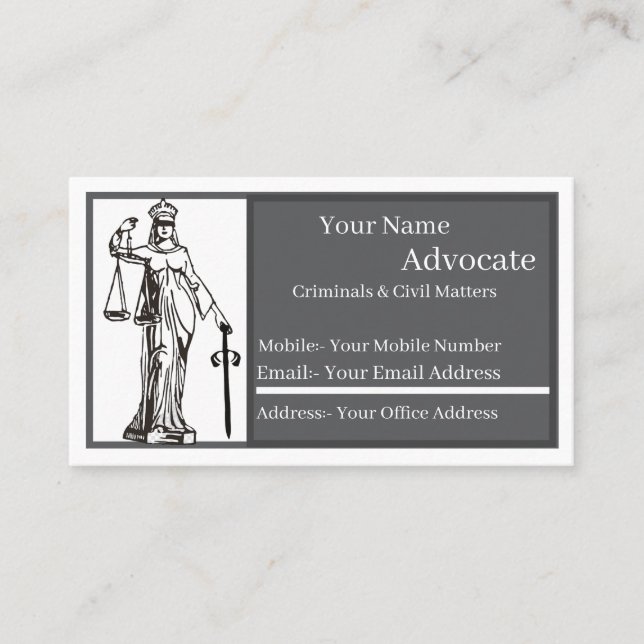 Carte de visite Avocat Standard, 3,5" x 2,0" (Devant)