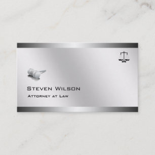 Carte De Visite Avocat White et marteau juridique en acier Judge
