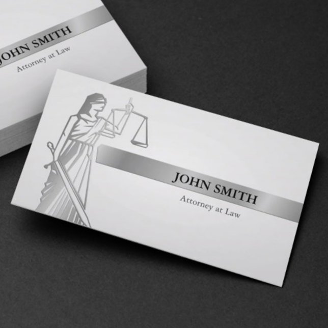 Carte De Visite Avocate professionnelle moderne Silver Lady Justic (Créateur téléchargé)