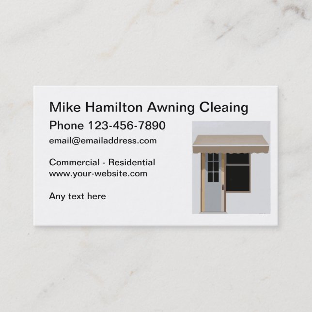 Carte De Visite Awning Cleaning Service New Business Cards (Devant)