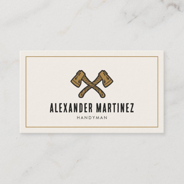 Carte De Visite Axe Handyman Woodworker Lumberjack Carpenter (Devant)