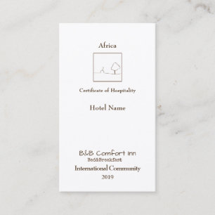 Carte De Visite B&B Comfort Inn Africa International Community