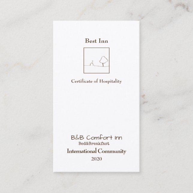 Carte De Visite B&B Comfort Inn International Community 2020 (Devant)