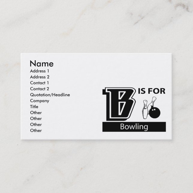 Carte De Visite B est pour le roulement (Devant)