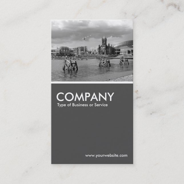 Carte De Visite B&W Cardiff Bay - 70pc Grey (Devant)