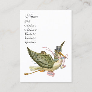 Carte De Visite BABILLAGE BÉBÉ CIGOGNE, Rose Blanc