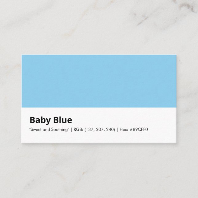 Carte De Visite Baby Blue | "Doux et Apaisant" (Devant)