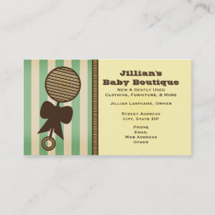 Carte De Visite Baby Boutique - Rattle Vintage et Green Stripes