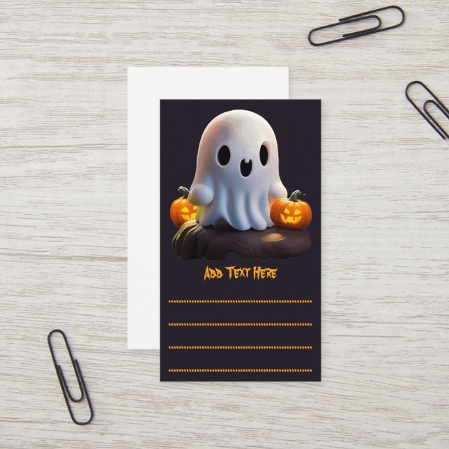 Carte De Visite Baby Ghost Déplaisant mignon caractère Halloween (Devant/Arrière en situation)