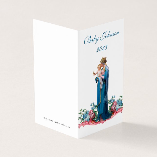 Carte De Visite Baby shower Bougie Catholique Prière religieuse (Extérieur)