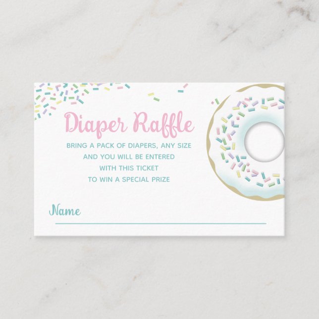 Carte De Visite Baby shower de doughnut à rayure de couches (Devant)