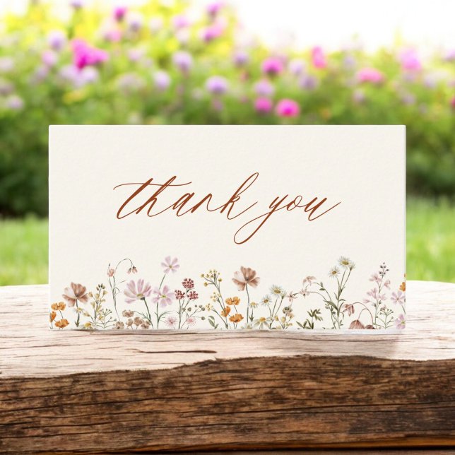 Carte De Visite Baby shower Fleur sauvage en terre cuite (Créateur téléchargé)