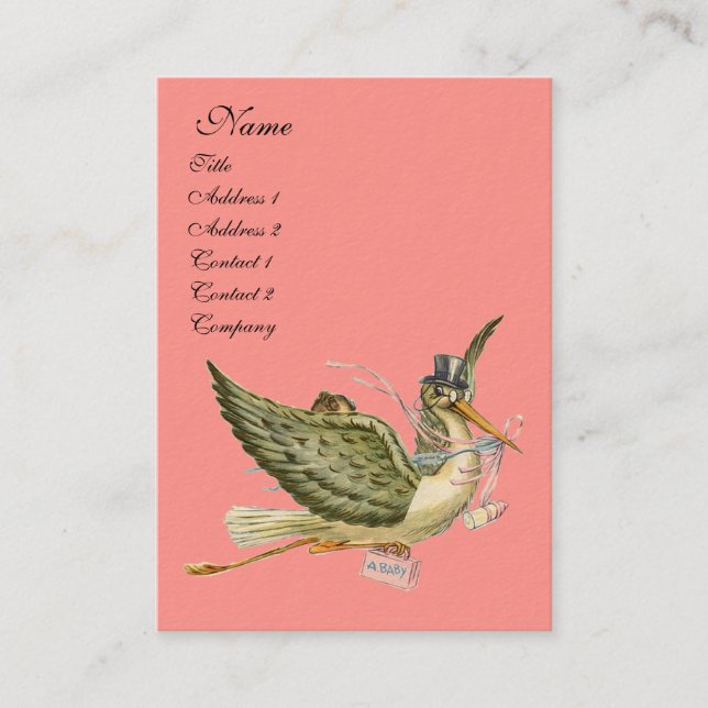 CARTE DE VISITE BABY SHOWER STORK (Devant)