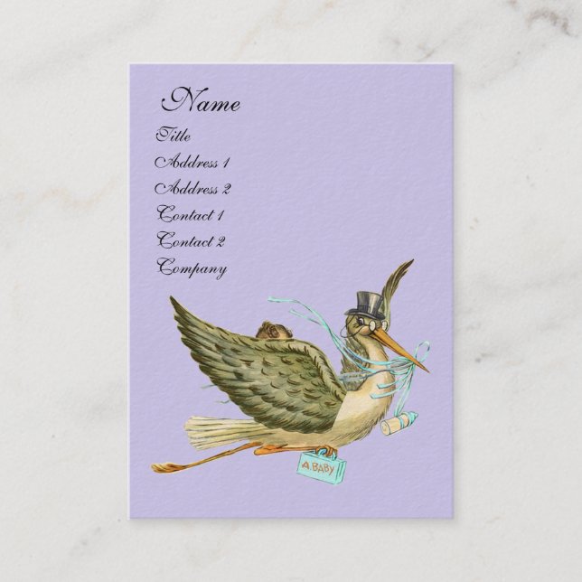 CARTE DE VISITE BABY SHOWER STORK (Devant)