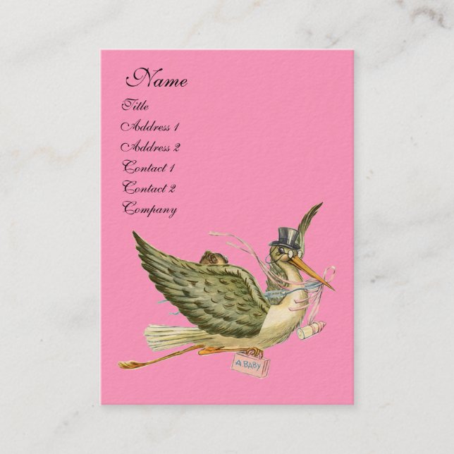 CARTE DE VISITE BABY SHOWER STORK (Devant)