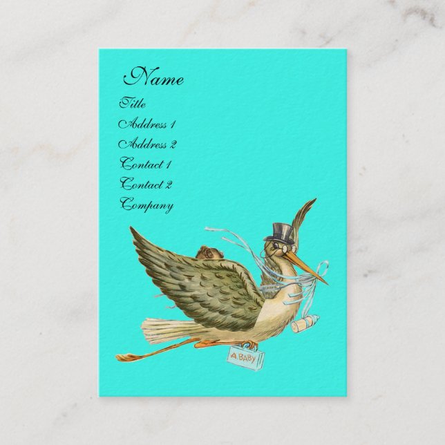 CARTE DE VISITE BABY SHOWER STORK (Devant)