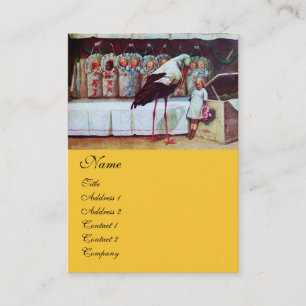 Carte De Visite BABY SHOWER STORK jaune