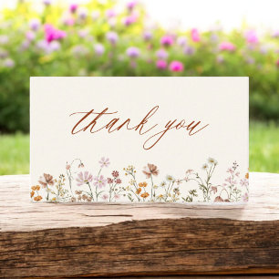 Carte De Visite Baby Shower Terracotta aux Fleurs Sauvages