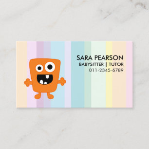 Carte De Visite Baby-sitter Tuteur Garde d'enfants Orange Monstre 