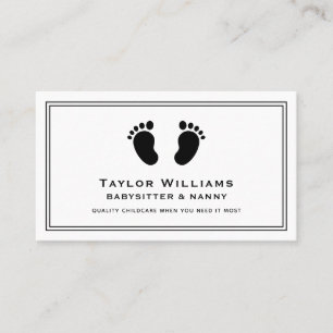 Carte De Visite Babysitter Babysitting Nanny Pieds Noir Blanc