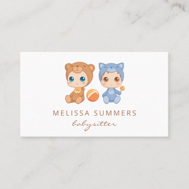 Carte De Visite Babysitter Childcare de bébés de chat d'ours (Devant)