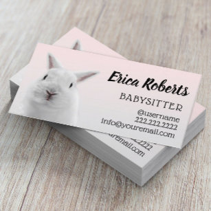 Carte De Visite Babysitter Cute Bunny Lapin Babysitting Garde d'en