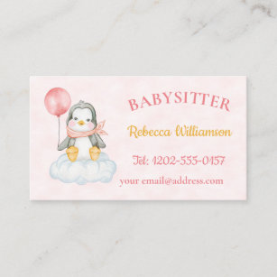 Carte De Visite Babysitter Cute Penguin 