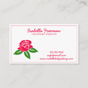 Carte De Visite Babysitter Moderne Floral Rose Girly Babysitting