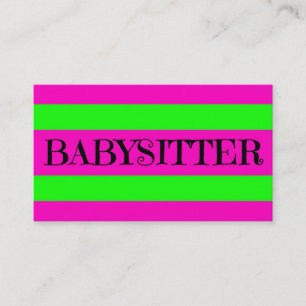 Carte De Visite Babysitter Neon Green et Hot Pink