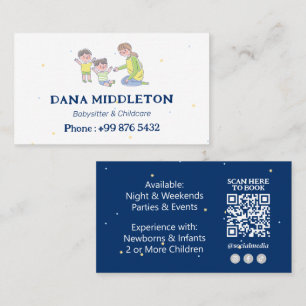 Carte De Visite Babysitter Professionnel   Bleu marine