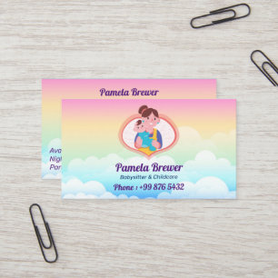 Carte De Visite Babysitter Professionnel   Cute arc-en-ciel