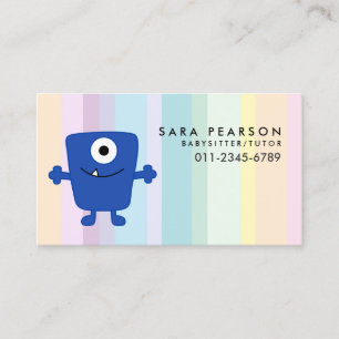 Carte De Visite Babysitter Tutor Garde d'enfants Blue Monster Alie