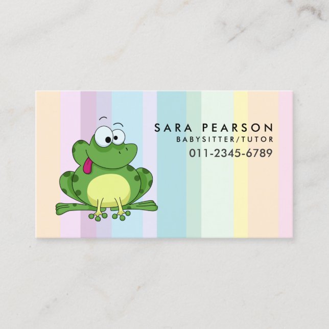Carte De Visite Babysitter Tutor Garde d'enfants Cute Frog (Devant)