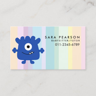 Carte De Visite Babysitter Tutor Garde d'enfants Monstre bleu Alie