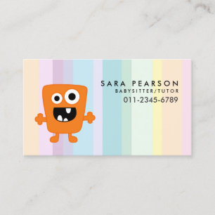 Carte De Visite Babysitter Tutor Garde d'enfants Orange Monster Al