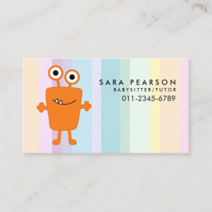 Carte De Visite Babysitter Tutor Garde d'enfants Orange Monster Al