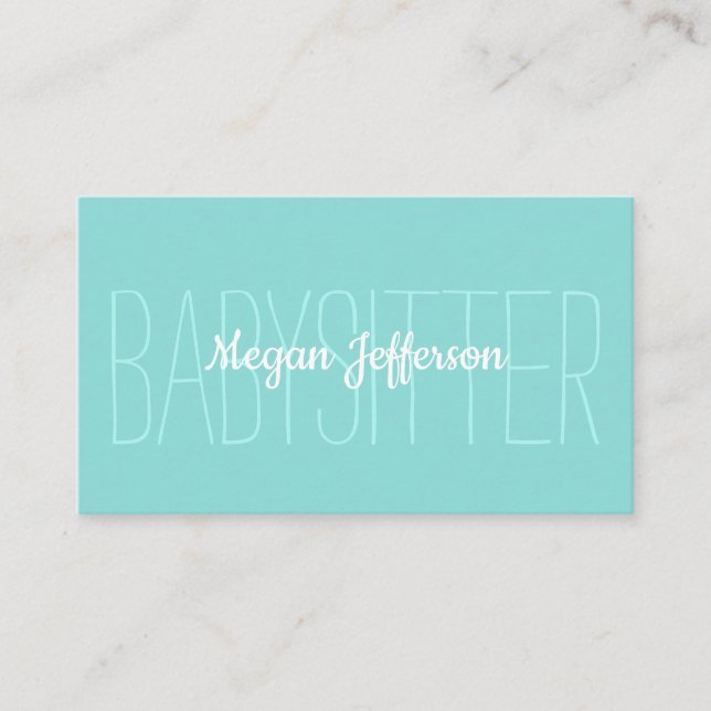 Carte De Visite Babysitter vert clair minimaliste Childcare simple (Devant)