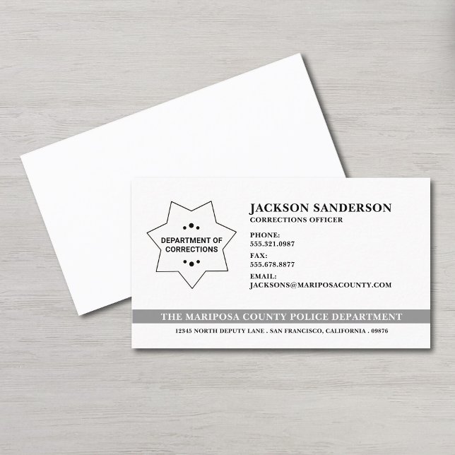 Carte De Visite Badge du logo de l'agent de correction (Corrections Officer Law Enforcement Logo Badge Business Card)