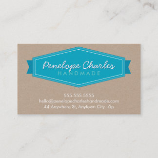 Carte De Visite BADGE MODERNE LOGO bleu turquoise brillant kraft
