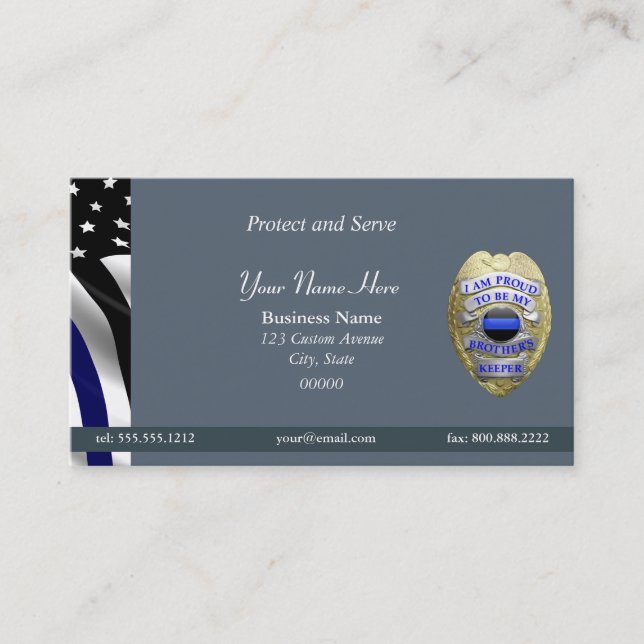 Carte De Visite Badge Thin Blue Line Brother's Keeper (Devant)