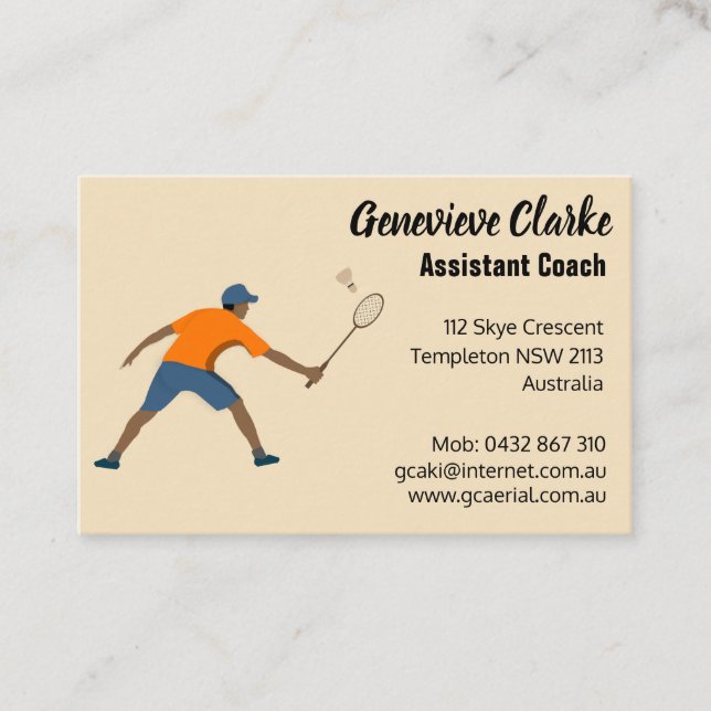 Carte De Visite Badminton (Devant)