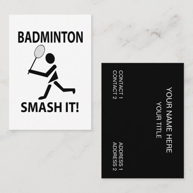 Carte De Visite Badminton Smash It Sports Coach Badminton (Devant / Derrière)
