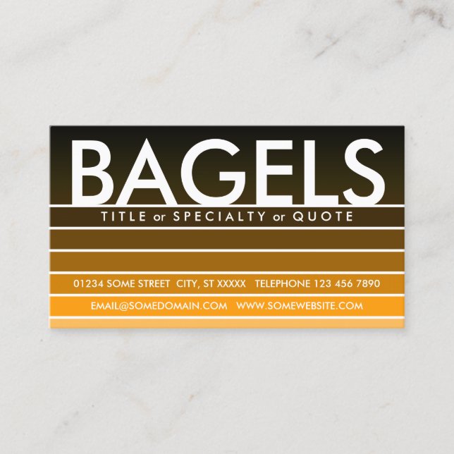 Carte De Visite BAGELS échantillon orange (Devant)