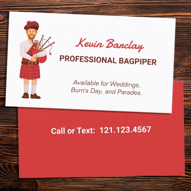 Carte De Visite Bagpiper (Bagpiper Business Cards)