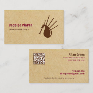 Carte De Visite Bagpiper QR pour la location de pipette